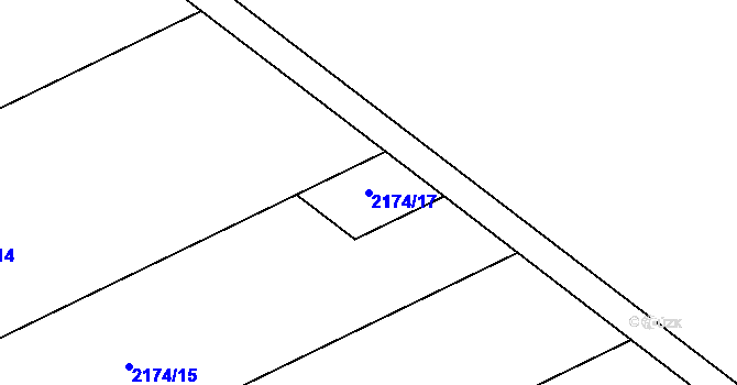 Parcela st. 2174/17 v KÚ Žitná u Netolic, Katastrální mapa