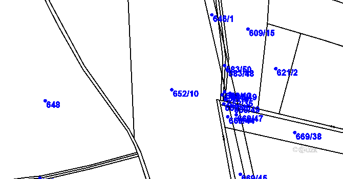 Parcela st. 652/10 v KÚ Pojedy, Katastrální mapa