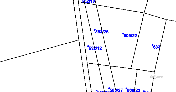 Parcela st. 652/12 v KÚ Pojedy, Katastrální mapa