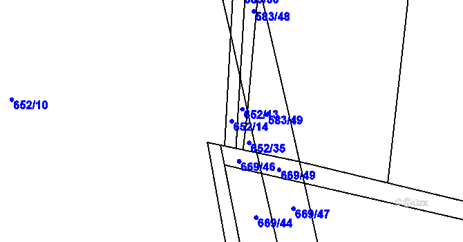 Parcela st. 652/14 v KÚ Pojedy, Katastrální mapa