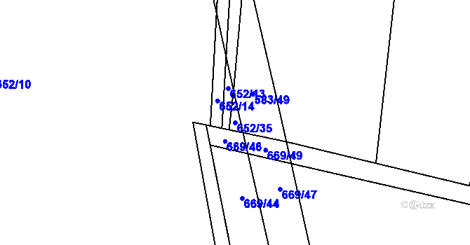 Parcela st. 652/35 v KÚ Pojedy, Katastrální mapa