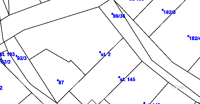 Parcela st. 2 v KÚ Žitovlice, Katastrální mapa