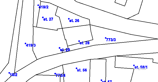 Parcela st. 28 v KÚ Žitovlice, Katastrální mapa