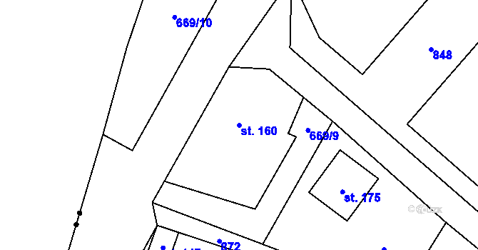 Parcela st. 160 v KÚ Žitovlice, Katastrální mapa