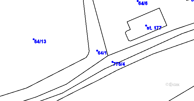 Parcela st. 64/1 v KÚ Žitovlice, Katastrální mapa