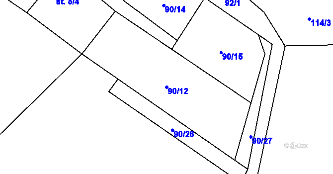 Parcela st. 90/12 v KÚ Žitovlice, Katastrální mapa
