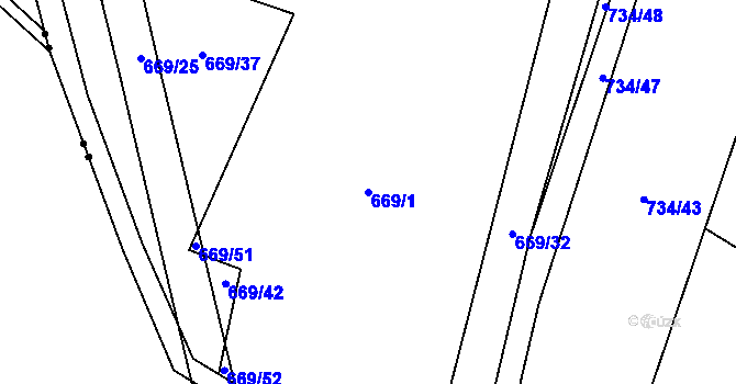 Parcela st. 669/1 v KÚ Žitovlice, Katastrální mapa