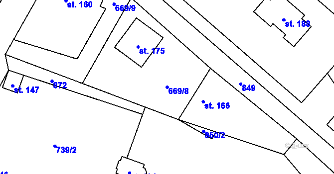 Parcela st. 669/8 v KÚ Žitovlice, Katastrální mapa