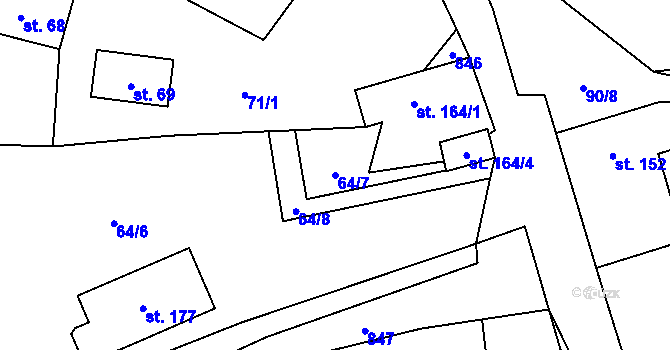 Parcela st. 64/7 v KÚ Žitovlice, Katastrální mapa