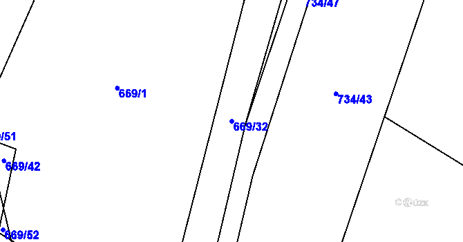 Parcela st. 669/32 v KÚ Žitovlice, Katastrální mapa
