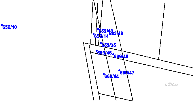 Parcela st. 669/46 v KÚ Žitovlice, Katastrální mapa