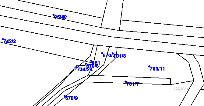 Parcela st. 670/7 v KÚ Žitovlice, Katastrální mapa