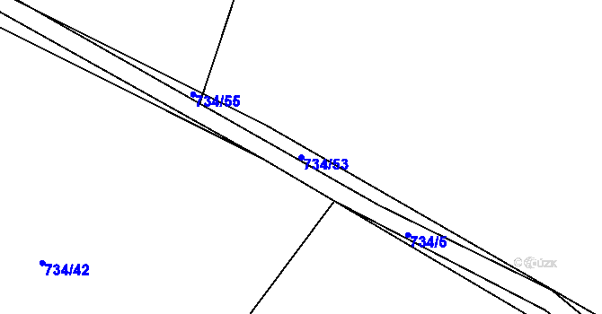 Parcela st. 734/53 v KÚ Žitovlice, Katastrální mapa