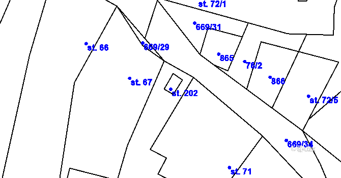 Parcela st. 202 v KÚ Žitovlice, Katastrální mapa