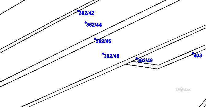 Parcela st. 362/48 v KÚ Nerad, Katastrální mapa