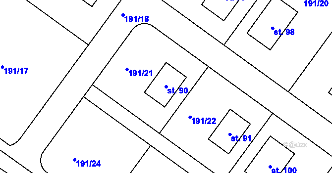 Parcela st. 90 v KÚ Nerad, Katastrální mapa