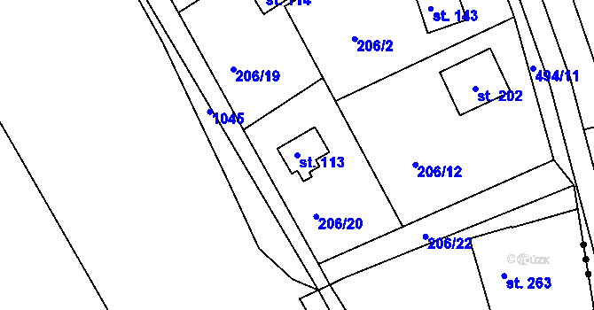 Parcela st. 113 v KÚ Neratov, Katastrální mapa