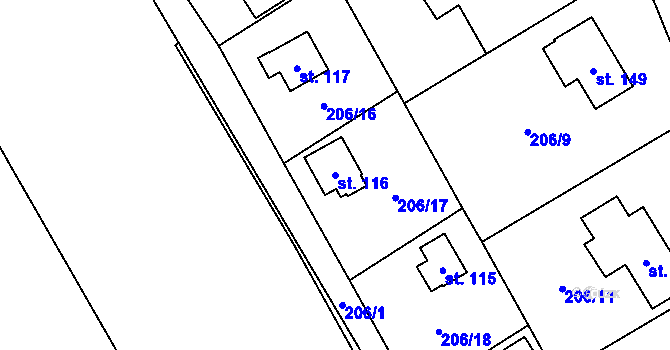 Parcela st. 116 v KÚ Neratov, Katastrální mapa