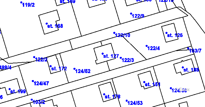 Parcela st. 127 v KÚ Neratov, Katastrální mapa
