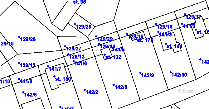 Parcela st. 132 v KÚ Neratov, Katastrální mapa