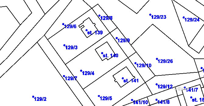 Parcela st. 140 v KÚ Neratov, Katastrální mapa