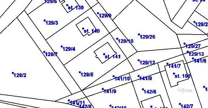 Parcela st. 141 v KÚ Neratov, Katastrální mapa