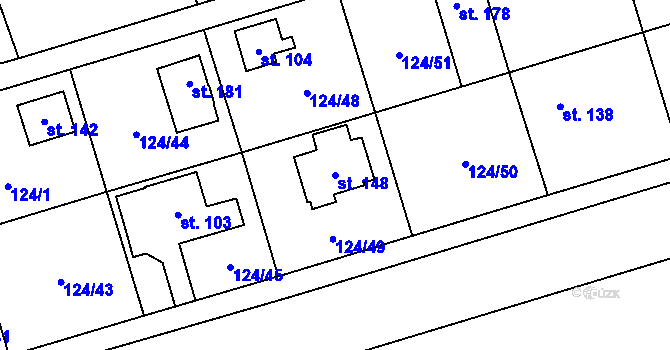 Parcela st. 148 v KÚ Neratov, Katastrální mapa