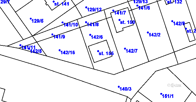 Parcela st. 155 v KÚ Neratov, Katastrální mapa
