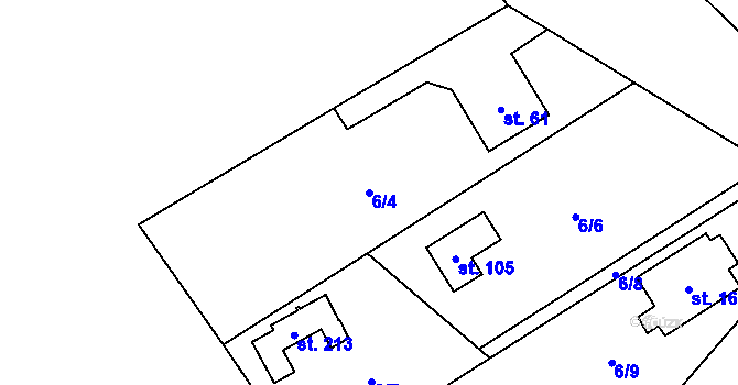 Parcela st. 6/4 v KÚ Neratov, Katastrální mapa