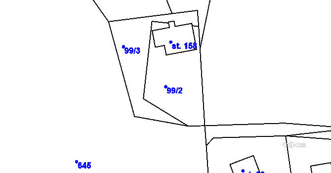 Parcela st. 99/2 v KÚ Neratov, Katastrální mapa