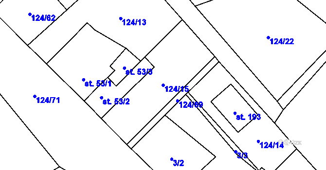 Parcela st. 124/15 v KÚ Neratov, Katastrální mapa