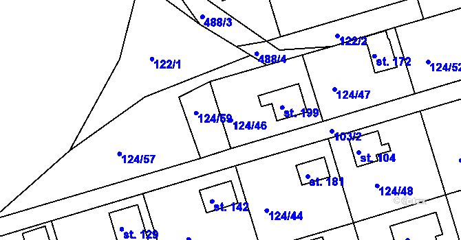 Parcela st. 124/46 v KÚ Neratov, Katastrální mapa