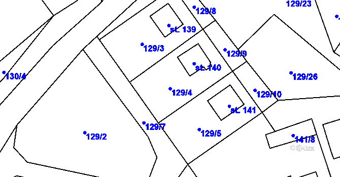 Parcela st. 129/4 v KÚ Neratov, Katastrální mapa