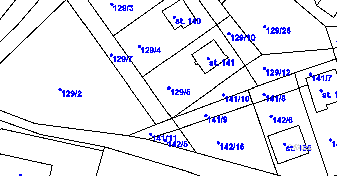 Parcela st. 129/5 v KÚ Neratov, Katastrální mapa