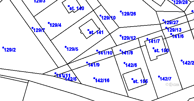 Parcela st. 141/10 v KÚ Neratov, Katastrální mapa