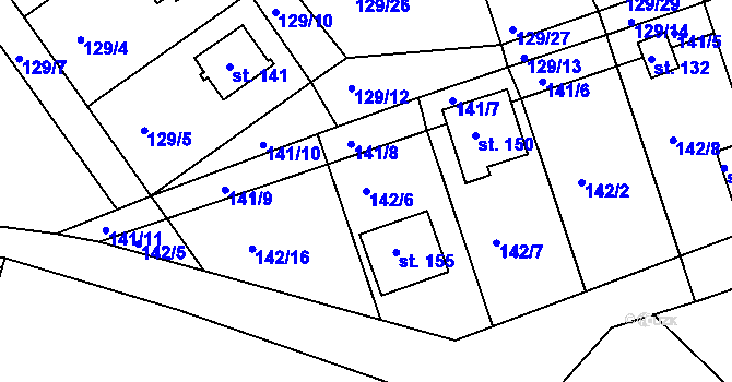 Parcela st. 142/6 v KÚ Neratov, Katastrální mapa