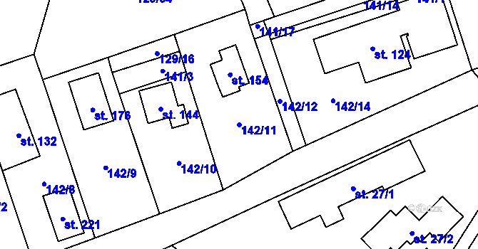 Parcela st. 142/11 v KÚ Neratov, Katastrální mapa