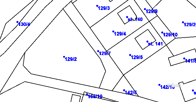 Parcela st. 129/7 v KÚ Neratov, Katastrální mapa