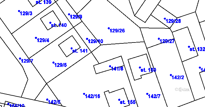 Parcela st. 129/12 v KÚ Neratov, Katastrální mapa
