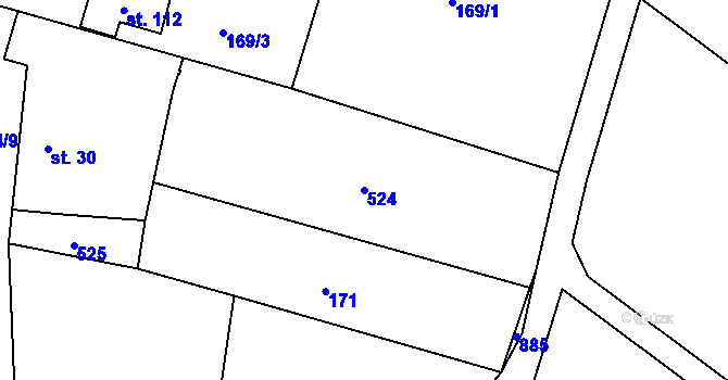 Parcela st. 524 v KÚ Neratov, Katastrální mapa