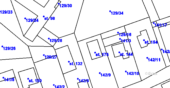 Parcela st. 129/15 v KÚ Neratov, Katastrální mapa