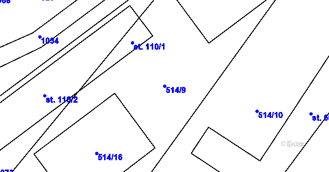 Parcela st. 514/9 v KÚ Neratov, Katastrální mapa