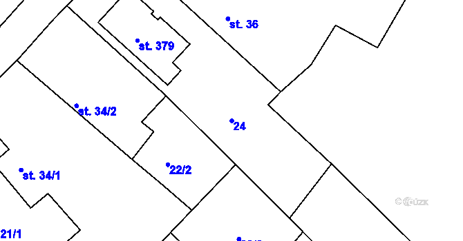 Parcela st. 24 v KÚ Živanice, Katastrální mapa