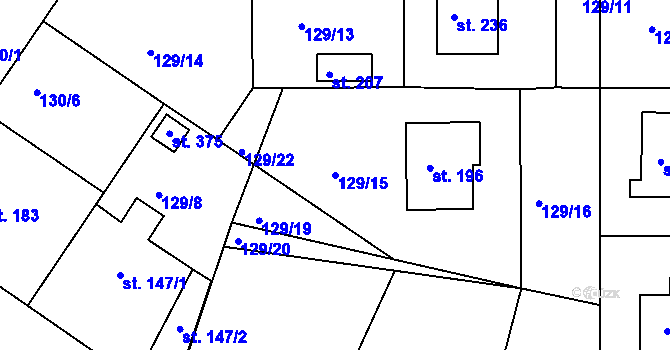 Parcela st. 129/15 v KÚ Živanice, Katastrální mapa