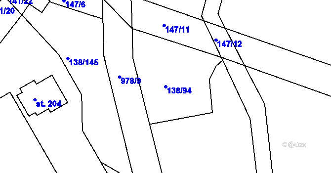 Parcela st. 138/94 v KÚ Živanice, Katastrální mapa