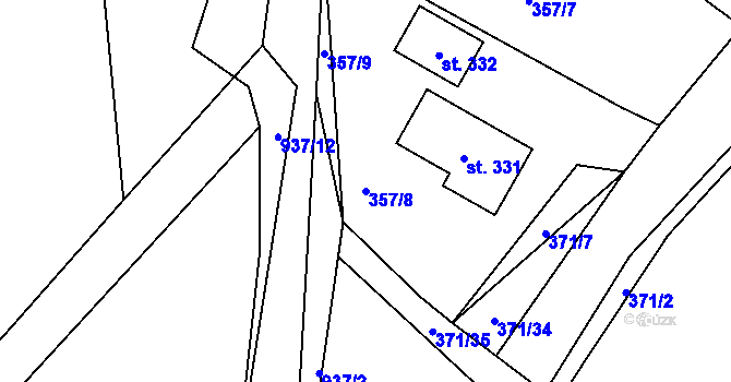 Parcela st. 357/8 v KÚ Živanice, Katastrální mapa