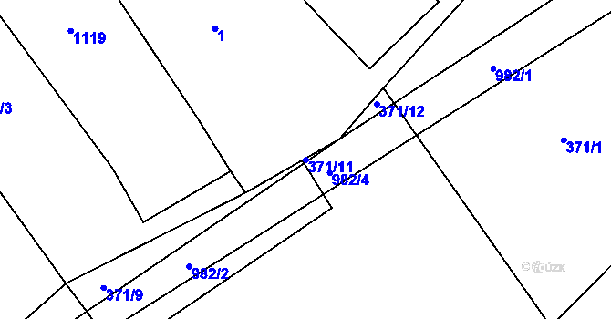 Parcela st. 371/11 v KÚ Živanice, Katastrální mapa