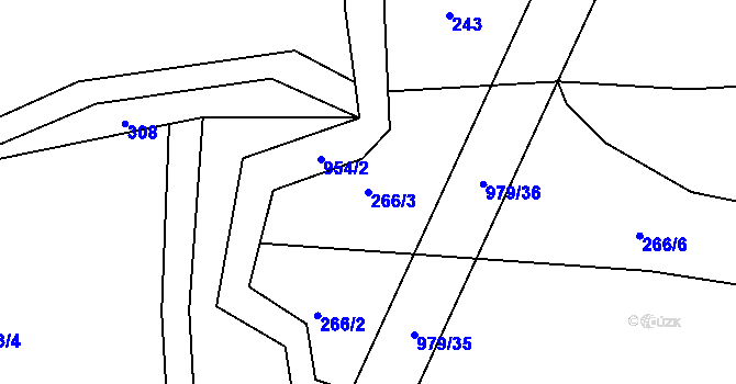 Parcela st. 266/3 v KÚ Živanice, Katastrální mapa