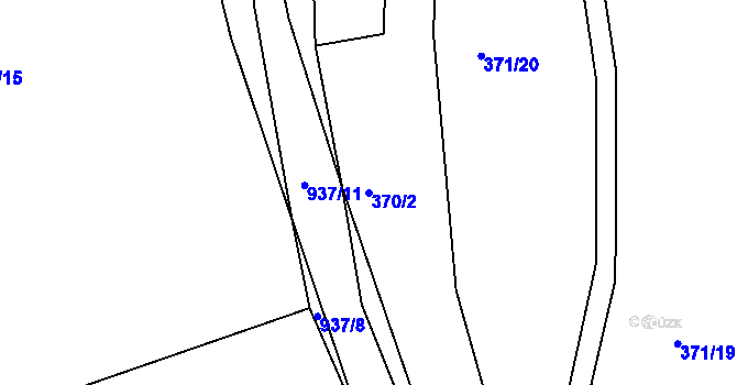 Parcela st. 370/2 v KÚ Živanice, Katastrální mapa