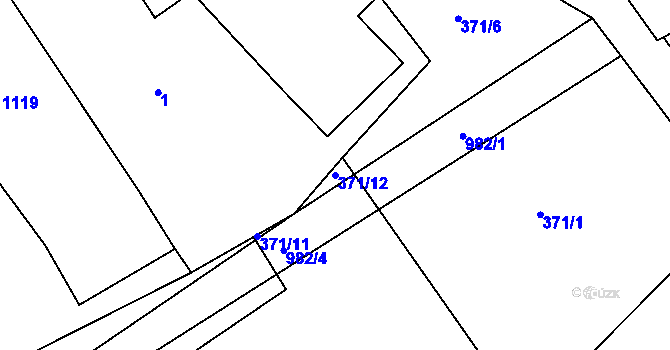 Parcela st. 371/12 v KÚ Živanice, Katastrální mapa